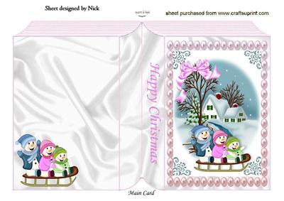 Snowman Playing in the Snow Folded Book