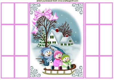 Snowmen Playing in the Snow French Gatefold