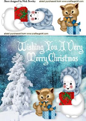 I've Got a Christmas Present to Cute Kitty and Snowman