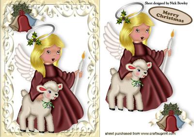 Sweet Angel with Little Lamb and Bells