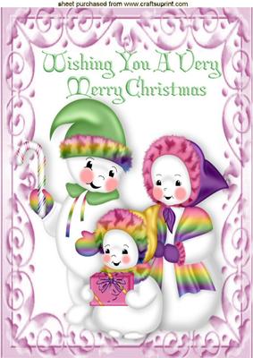 Colours of the Rainbow, Snowman Family with Stars A4