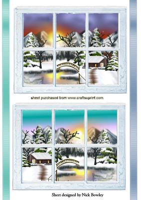 Snow Scenes with Cottages and Bridge Toppers
