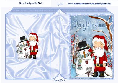 Santa with Snowman and Mouse Folded Book