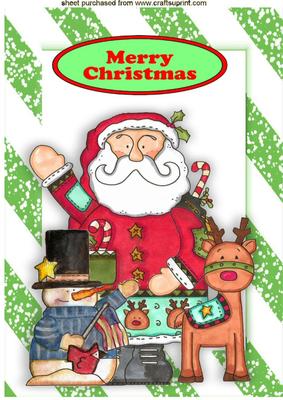 Whimsical Santa with Friends A4