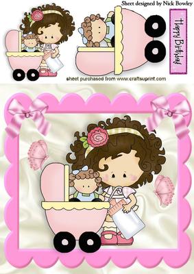 Little Girl with Her Pram and Dolly