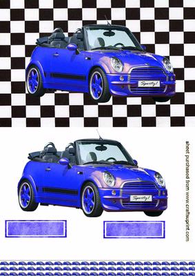 Sporty Blue Car Quick Card with Attractive Background