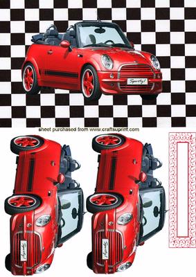 Sporty Red Car Quick Card with Effective Background
