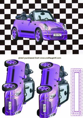 Sporty Purple Car Quick Card with Effective Background