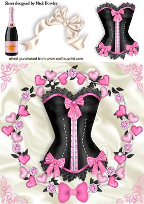 Pink Champagne with Pink/black Sexy Basque