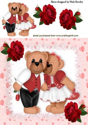 Love Teddies with Red Roses