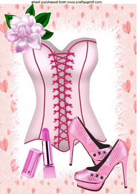 Pink Rose with Pink Basque and Shoes A4
