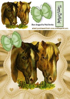 Horses with Green Butterfly