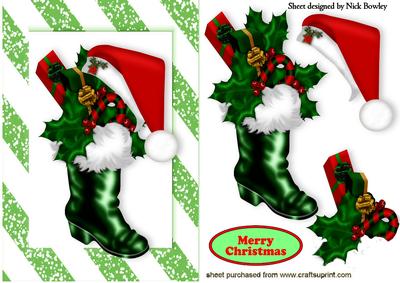 Santas Hat with Boot and Holly