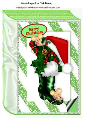 Santas Boot with Holly and Mice A4 Book