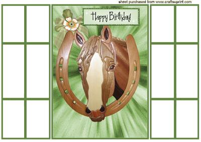 Horse with Horse Shoe French Doors Gatefold