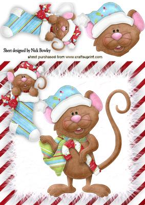 Christmas Mouse in a Stocking with Big Mouse