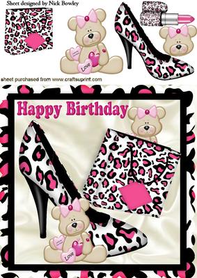 Pink/black Shoe with Teddys and Handbag