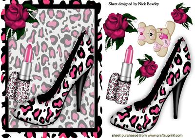 Pink/black Shoe with Lippy and Rose