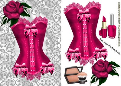 Pretty Pink Basque with Makeup and Rose