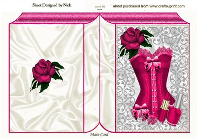 Pink Basque with Pink Rose and Lippy Folded Book