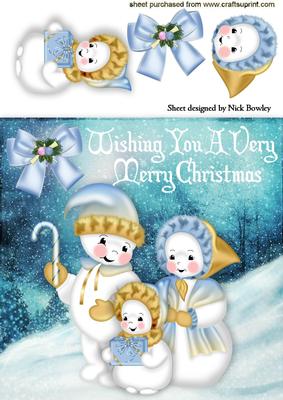 Cute Snowman Family in the Snow