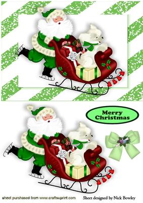 Santa and His Sleigh with Little Puppy