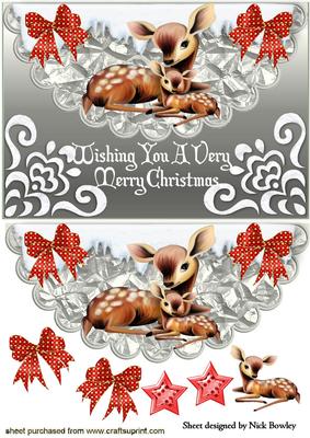 Cute Little Deer with Bow on Scalloped Envelope