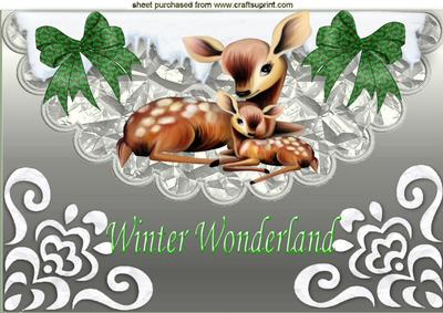 Cute Deers Winter Wonderland on Scalloped Envelope A4