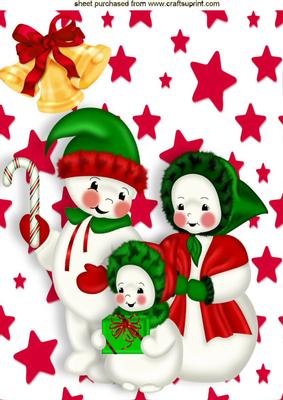 Snowman Family with Bells A4