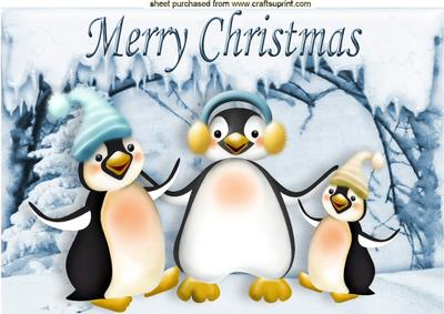 Playful Penguins in the Snow A4