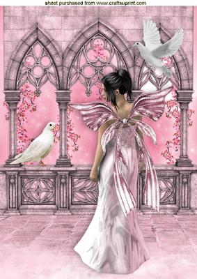 Beautiful Fantasy Faerie with Doves A4