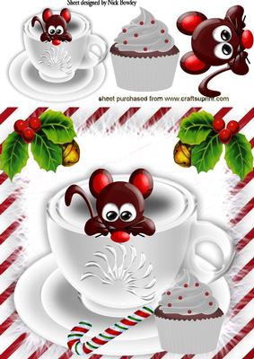Little Mouse in a Teacup with Yummy Cupcake