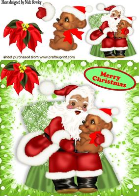 Santa in His Chair with Little Teddy