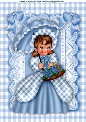 Pretty Southern Belle in Blue Gingham with Bows A4