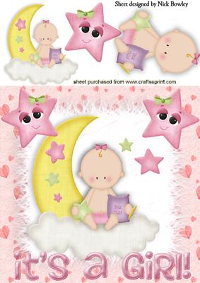 Cute Baby Girl with Stars and the Moon