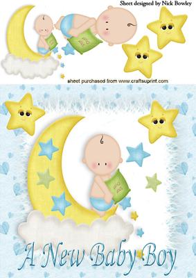Cute Baby Boy with Stars and the Moon