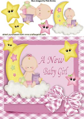 Cute Baby Girl with the Stars, Moon and Big Bow