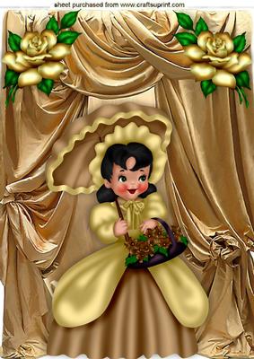 Pretty Southern Belle with Gold Drapes and Roses A4
