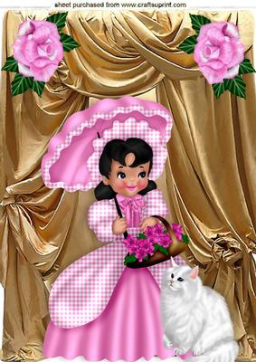 Pretty Southern Belle with Her White Kitty A4