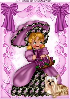 Pretty Southern Belle with Her Little Yorkie and Bows A4