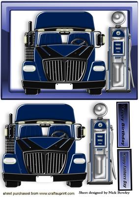 Blue Truck with Petrol Pump in Blue Frame