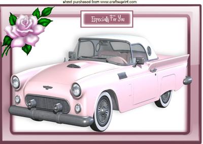 Pink Cadillac with Pink Rose in Frame A4