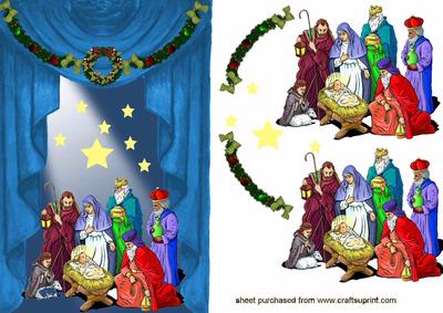 Beautiful Nativity Scene with Star Background