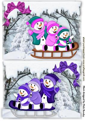 Snowman Playing in the Snow Lovely Card Toppers