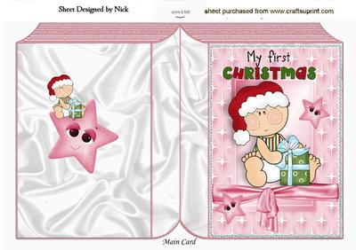Baby Girls First Christmas with Stars Folded Book