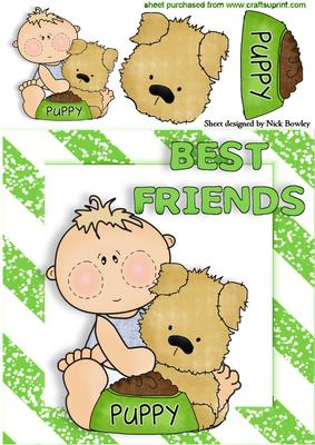 Best Friends Baby Boy with Puppy 8x8