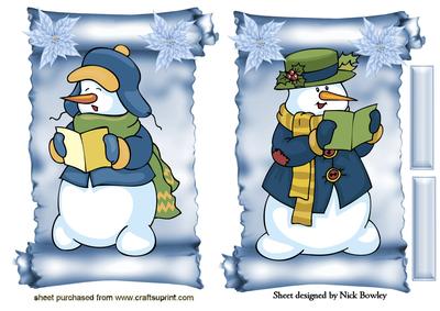 Two Lovely Carol Singing Snowmen Toppers