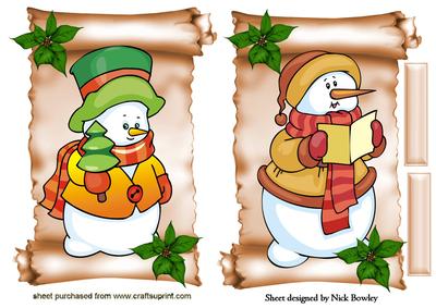 Snowmen Toppers on a Lovely Scroll