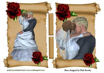 Beautiful Wedding Toppers with Red Roses on a Gold Scroll