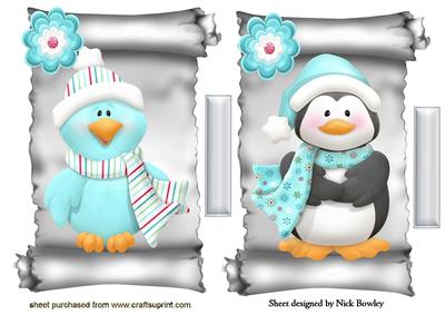 Christmas Penguin and Little Bird Toppers